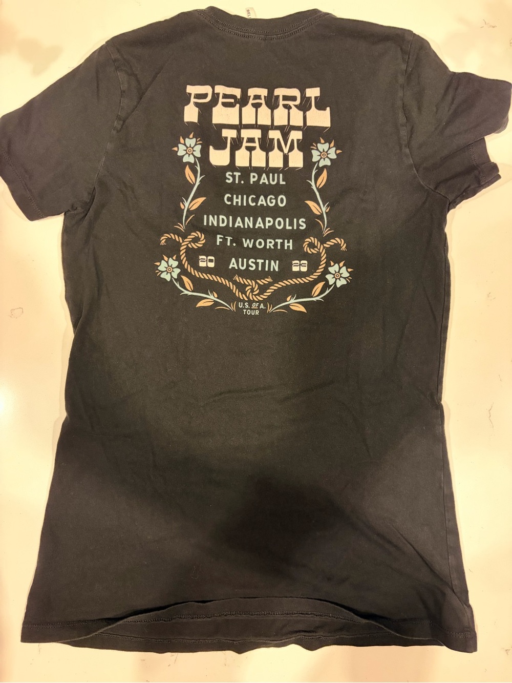 Pearl Jam Black Tour Tee with Floral Print